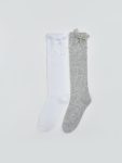 Bow Detail Girl's Knee-High Socks Set of 2
