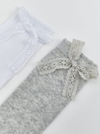 Bow Detail Girl's Knee-High Socks Set of 2