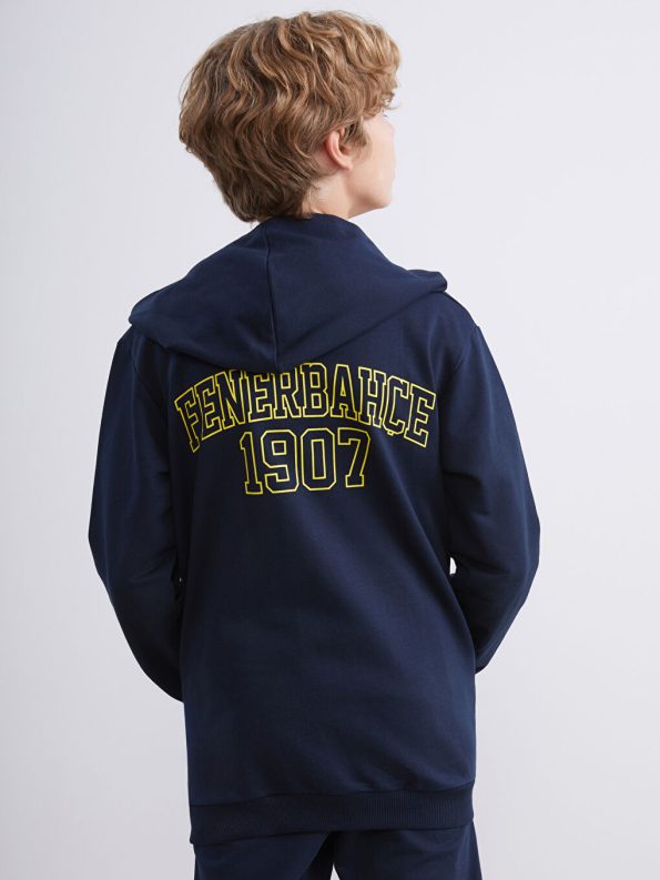 LCW Kids Navy Blue Hooded Fenerbahçe Printed Boys Sweatshirt and Pants Set
