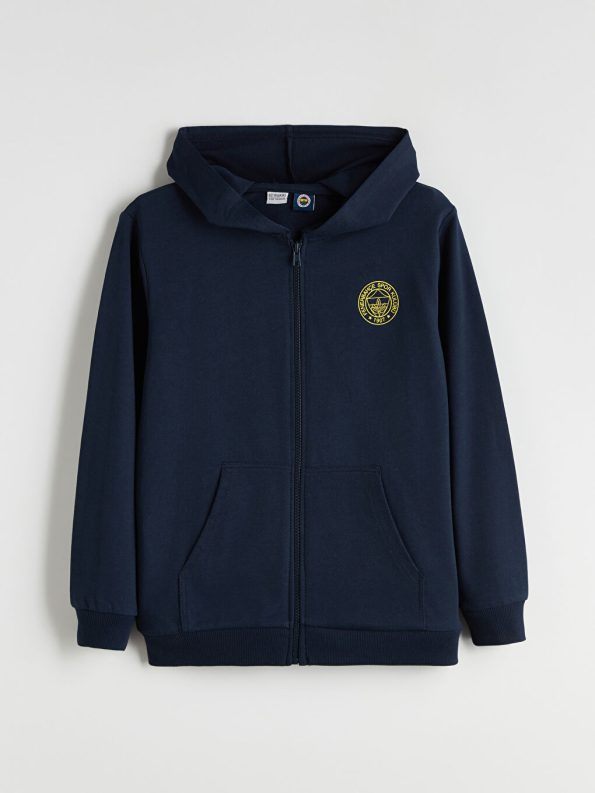 LCW Kids Navy Blue Hooded Fenerbahçe Printed Boys Sweatshirt and Pants Set