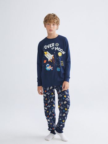 LCW Kids Navy Space Print Boys Pajama Set
