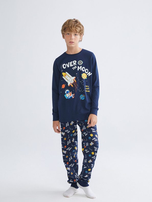 LCW Kids Navy Space Print Boys Pajama Set