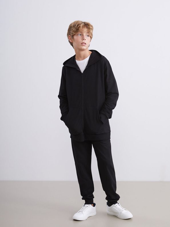 LCW Kids Black Hooded Boys Tracksuit