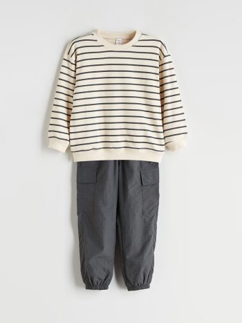 LCW Kids Beige Crew Neck Boys' Outfit