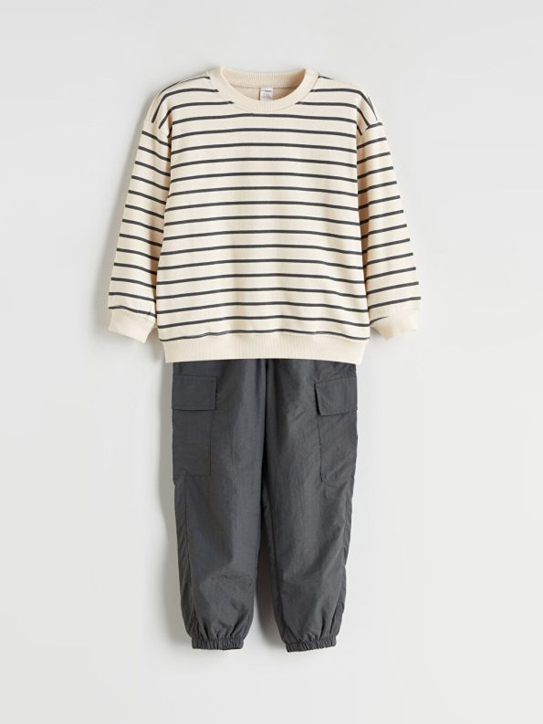 LCW Kids Beige Crew Neck Boys' Outfit