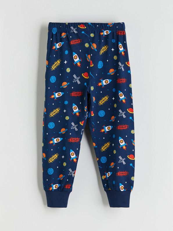 LCW Kids Navy Long Sleeve Printed Boys Pajama Set