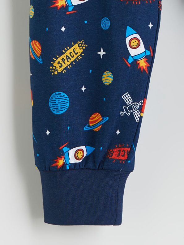 LCW Kids Navy Long Sleeve Printed Boys Pajama Set