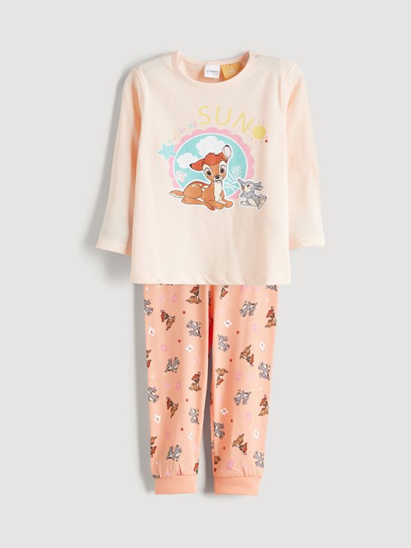 LCW Kids Pink Bambi Printed Girls Pajama Set
