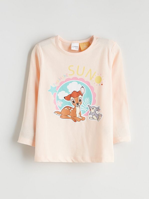 LCW Kids Pink Bambi Printed Girls Pajama Set