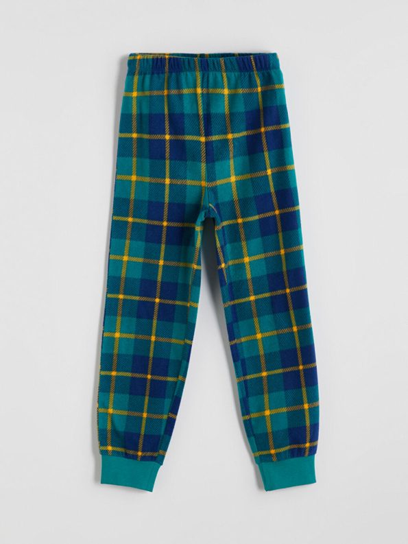 LCW Kids Green Crew Neck Fleece Boys Pajama Set