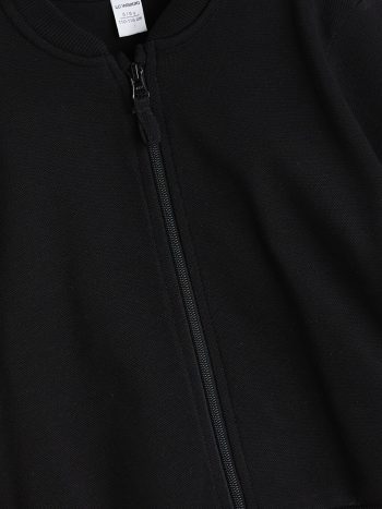 LCW Kids Black Collegiate Collar Long Sleeve Basic Zip-Up Sweatshirt