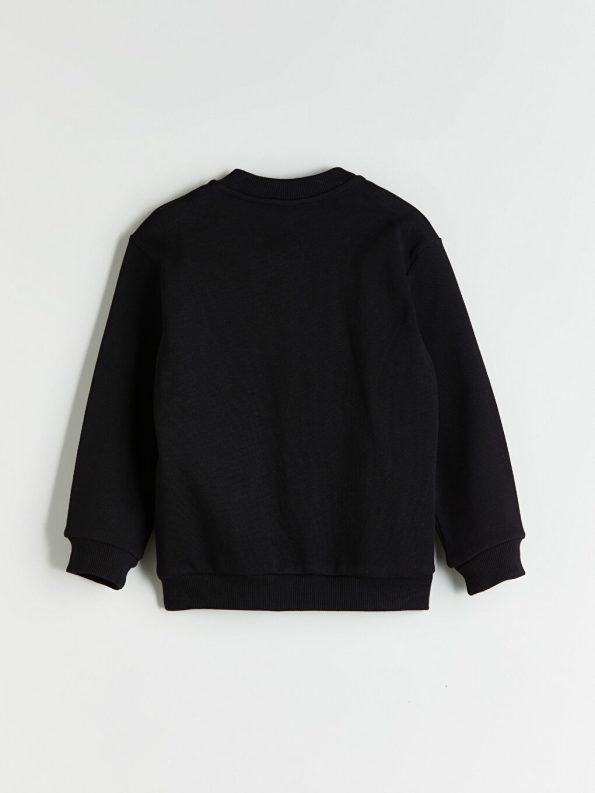 LCW Kids Black Collegiate Collar Long Sleeve Basic Zip-Up Sweatshirt