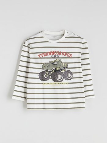 LCW Kids Cream Printed Boys' Sweatshirt and Sweatpants Set