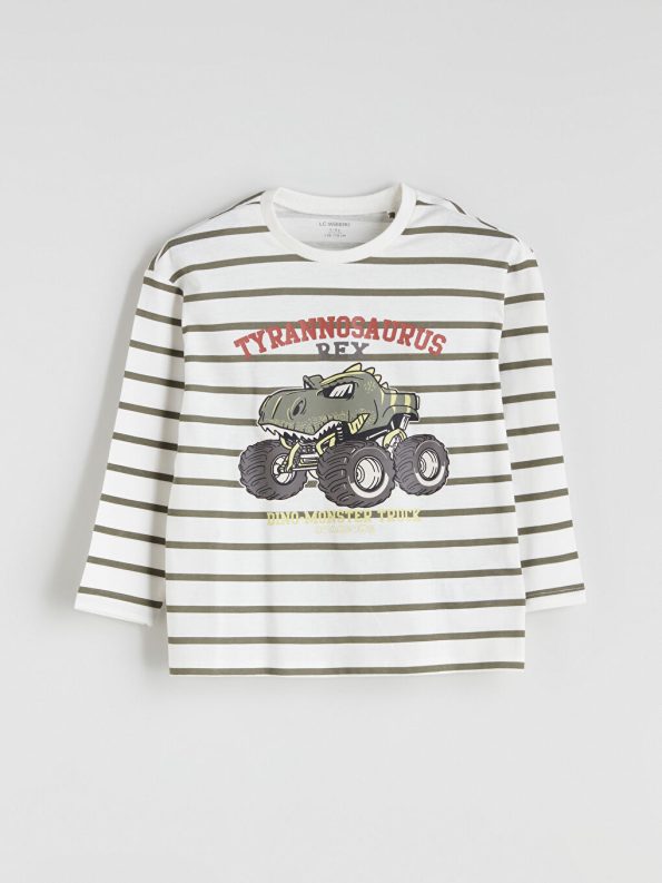 LCW Kids Cream Printed Boys' Sweatshirt and Sweatpants Set