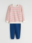 LCW Kids Beige Striped Boys Sweatshirt and Sweatpants Set