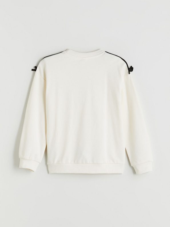LCW Kids Cream Printed Round Neck Girls Sweatshirt