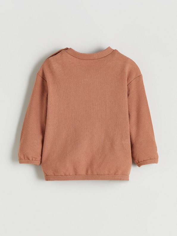 Brown Printed Long Sleeve Crew Neck T-Shirt and Sweatpants Set for Baby Boys