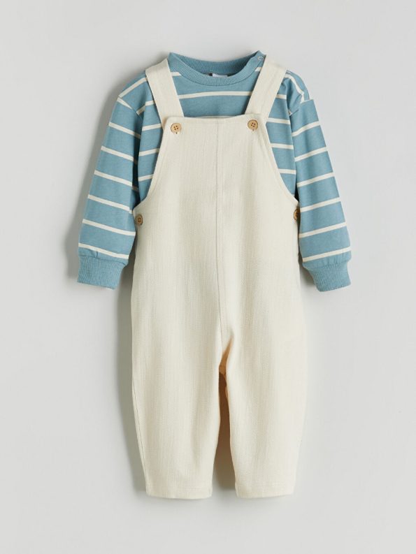 LC WAIKIKI Beige Long Sleeve Baby Boy T-Shirt and Bodysuit Set