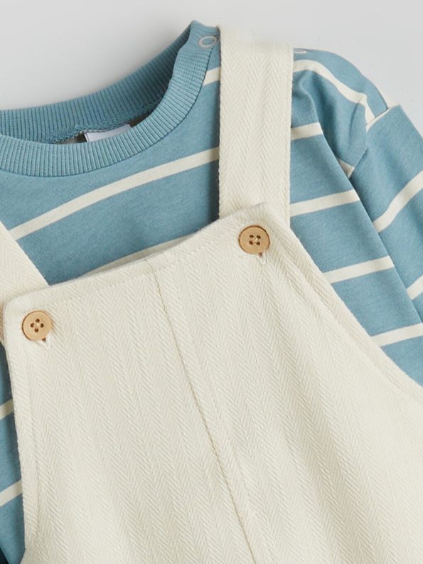 LC WAIKIKI Beige Long Sleeve Baby Boy T-Shirt and Bodysuit Set