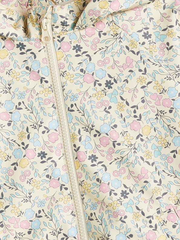 LCW Kids Beige Hooded Floral Raincoat for Girls