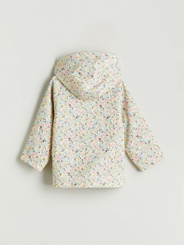 LCW Kids Beige Hooded Floral Raincoat for Girls