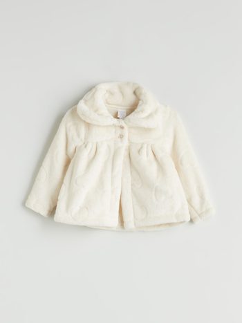 LCW Baby Cream Baby Collar Plush Jacket