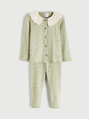 Baby Collar Girl's Sweatshirt and Leggings Set