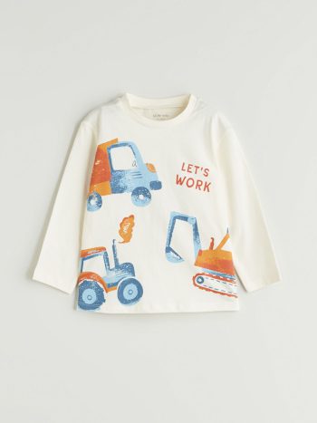 LCW Baby Beige Crew Neck Boys' Pajama Set