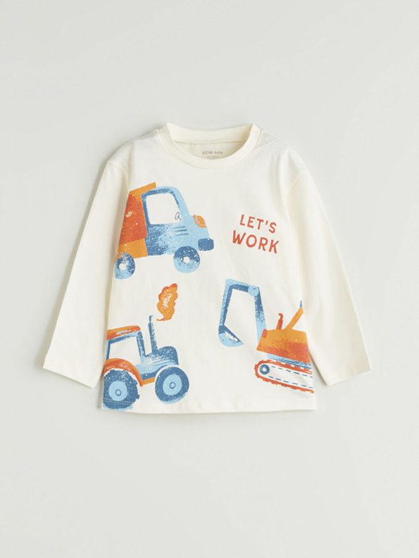 LCW Baby Beige Crew Neck Boys' Pajama Set