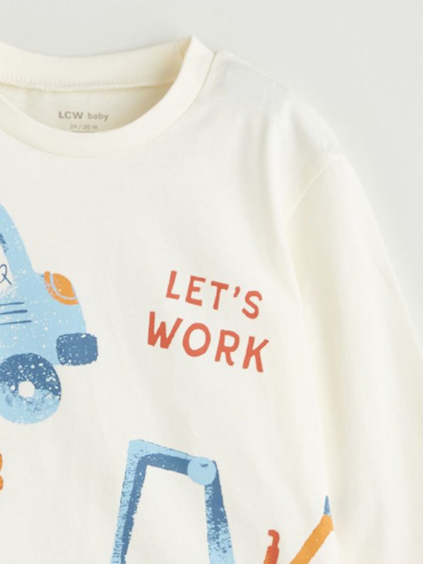 LCW Baby Beige Crew Neck Boys' Pajama Set