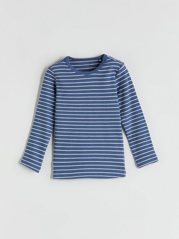 LCW Baby Blue Striped Long Sleeve Crew Neck Pajama Set for Boys