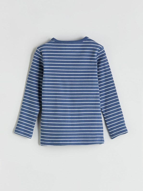 LCW Baby Blue Striped Long Sleeve Crew Neck Pajama Set for Boys