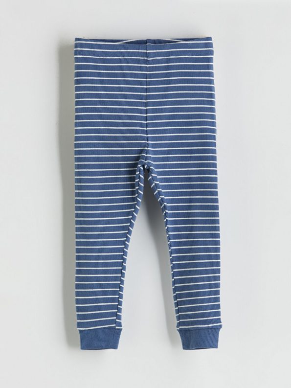 LCW Baby Blue Striped Long Sleeve Crew Neck Pajama Set for Boys
