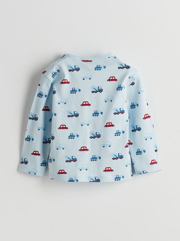 LCW Baby Blue Printed Short Sleeve Pajama Set for Boys