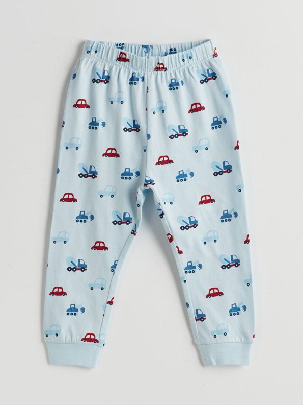LCW Baby Blue Printed Short Sleeve Pajama Set for Boys