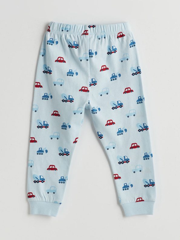 LCW Baby Blue Printed Short Sleeve Pajama Set for Boys