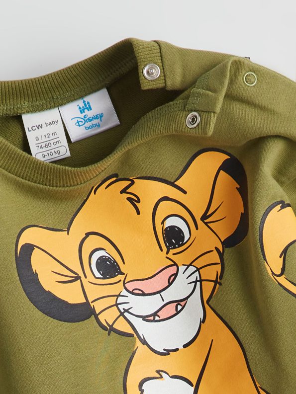 LCW Baby Green Lion King Printed Boys Sweatshirt and Pants Set