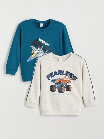 LCW Kids Petrol Crew Neck Boys Sweatshirt Set
