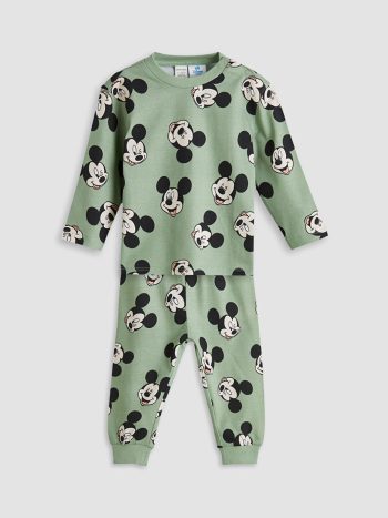 LCW Baby Green Mickey Mouse Print Boys Pajama Set
