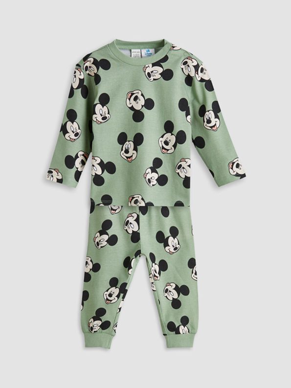LCW Baby Green Mickey Mouse Print Boys Pajama Set
