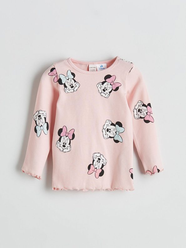 LCW Baby Pink Minnie Mouse Printed Girls Pajama Set
