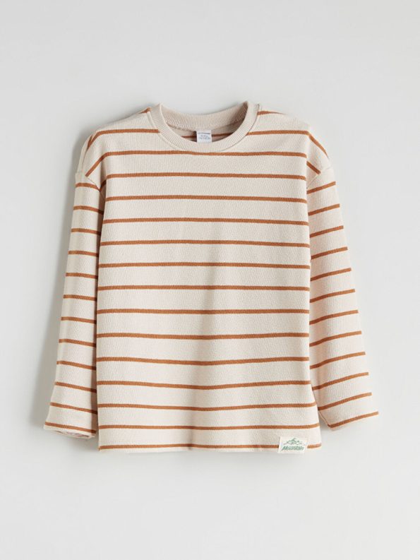 LCW Kids Gray Striped Crew Neck T-Shirt for Boys