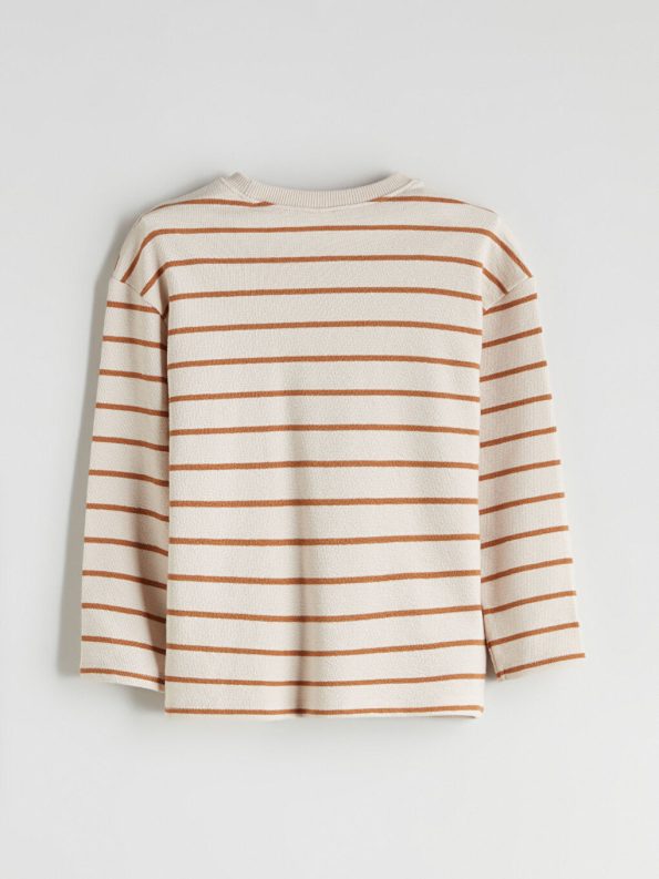 LCW Kids Gray Striped Crew Neck T-Shirt for Boys