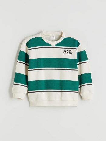 LCW Kids Beige Striped Crew Neck Sweatshirt for Boys