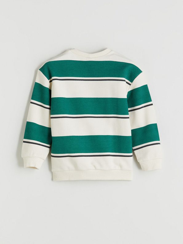 LCW Kids Beige Striped Crew Neck Sweatshirt for Boys