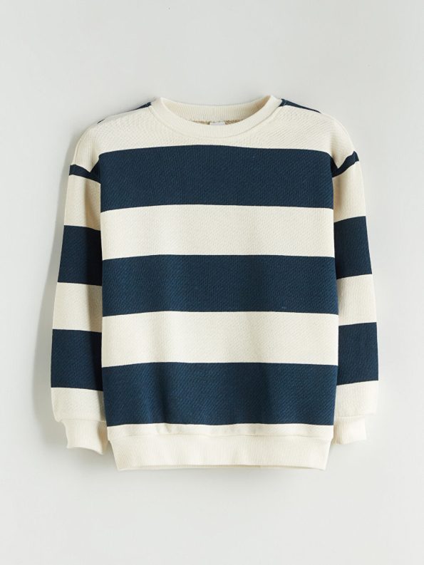 LCW Kids Petrol Striped Crew Neck Sweatshirt for Boys