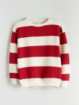 LCW Kids Red Striped Crew Neck Sweatshirt for Boys