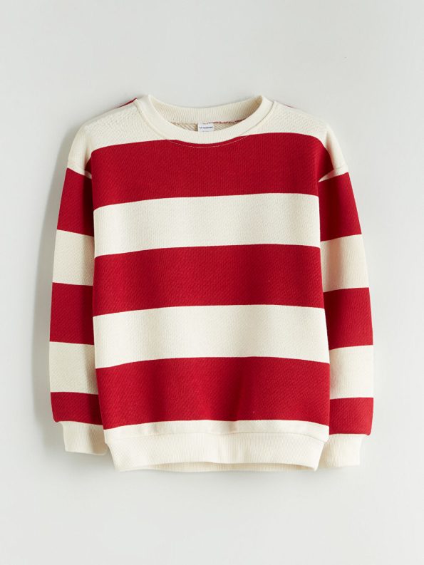 LCW Kids Red Striped Crew Neck Sweatshirt for Boys