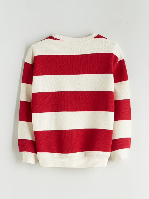 LCW Kids Red Striped Crew Neck Sweatshirt for Boys