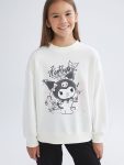 LCW Kids Cream Crew Neck Kuromi Printed Girls Sweatshirt